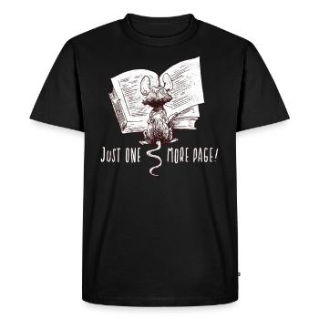 Plus qu’une page I Livre Souris I Lecteur Fun - T-shirt Premium bio Homme - noir - Devant - Nico (187cm)