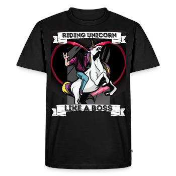 Unicorn Metal Riding Gift Idea Boss - Men's Premium Organic T-Shirt - black - Front - Nico (187cm)
