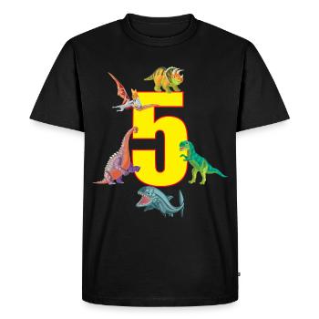 5th birthday 5 years dino saurian dinosaur - Men's Premium Organic T-Shirt - black - Front - Nico (187cm)