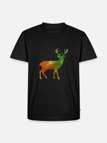 Hirsch Waldtier Schwarzwald Geweih - Männer Premium Bio T-Shirt - Schwarz