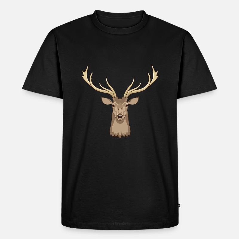 Hirsch Waldtier Hirschgeweih Jäger - Männer Premium Bio T-Shirt - Schwarz