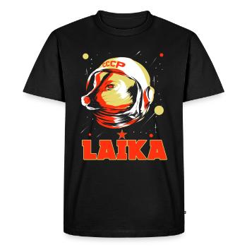 Laika Space Dog Union Soviétique Space Dog - T-shirt Premium bio Homme - noir - Devant - Nico (187cm)