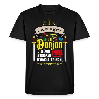 C'est moi le maître du donjon ... - T-shirt Premium bio Homme - noir - Devant - Nico (187cm)