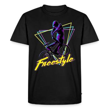 Cadeau BMX Halfpipe Freestyle Stunt Vaporwave - T-shirt Premium bio Homme - noir - Devant - Nico (187cm)