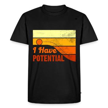 Retro Physics Design I Have Potential - Men's Premium Organic T-Shirt - black - Front - Nico (187cm)