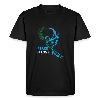 Peace and Love Oiseau de la Paix - T-shirt Premium bio Homme - noir - Devant - Nico (187cm)