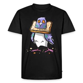 Colombe drôle avec du pain - oiseau chuchoteur colombes - T-shirt Premium bio Homme - noir - Devant - Nico (187cm)