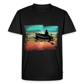 Angler in boat fishing fishing - Men's Premium Organic T-Shirt - black - Front - Nico (187cm)