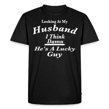 Glance into the My Husband Ichs Damn a lucky game - Men's Premium Organic T-Shirt - black - Front - Nico (187cm)