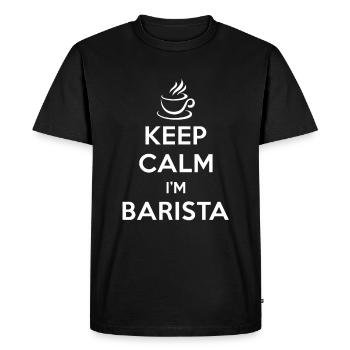 Café barista Cappuccino - T-shirt Premium bio Homme - noir - Devant - Nico (187cm)