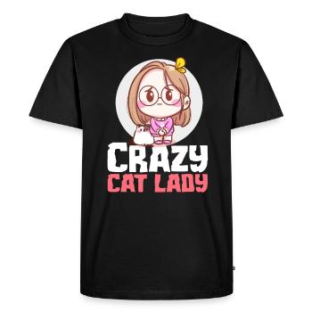 Crazy Cat lady - Men's Premium Organic T-Shirt - black - Front - Nico (187cm)