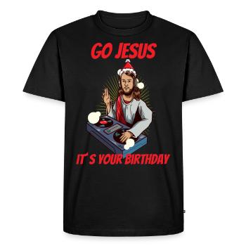 Lustiges Jesus Weihnachtsshirt Weihnachten - Männer Premium Bio T-Shirt - Schwarz - Vorne - Nico (187cm)