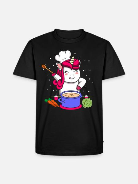 Einhorn Kochen - Männer Premium Bio T-Shirt - Schwarz