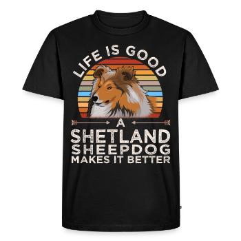 Sheltie Dog Shetland Sheepdog Gift - Men's Premium Organic T-Shirt - black - Front - Nico (187cm)