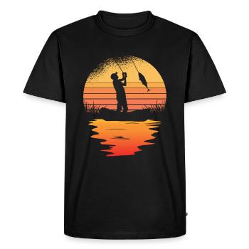 Pêche pêcheur canne à pêche idée cadeau pêcheur - T-shirt Premium bio Homme - noir - Devant - Nico (187cm)