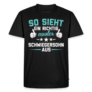 Schwiegersohn Schwiegersöhne Geschenk Geschenkidee - Männer Premium Bio T-Shirt - Schwarz - Vorne - Nico (187cm)