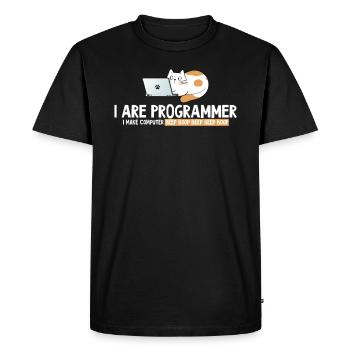 I program cat programmer - Men's Premium Organic T-Shirt - black - Front - Nico (187cm)