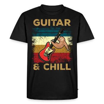 Vintage Paresseux Guitare Guitar &Chill - T-shirt Premium bio Homme - noir - Devant - Nico (187cm)