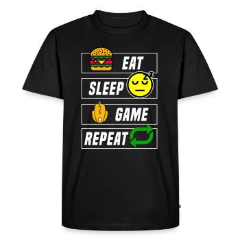 Eat Sleep Game Repeat - Logo de Nice Games - T-shirt Premium bio Homme - noir - Devant - Nico (187cm)