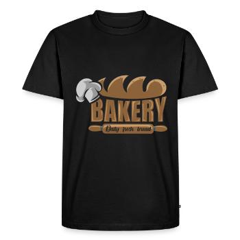 Conception de boulangerie avec pain et chapeau de boulanger - T-shirt Premium bio Homme - noir - Devant - Nico (187cm)