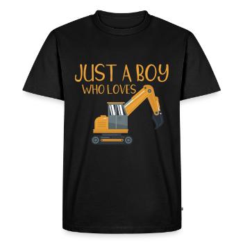 Excavatrice drôle juste un garçon construisant le jouet rc - T-shirt Premium bio Homme - noir - Devant - Nico (187cm)