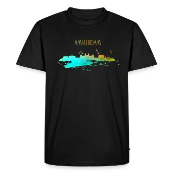 Amsterdam Skyline Art - T-shirt Premium bio Homme - noir - Devant - Nico (187cm)