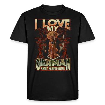 Chien de chasse allemand Pointer - T-shirt Premium bio Homme - noir - Devant - Nico (187cm)