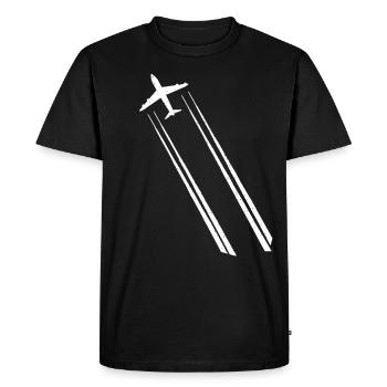 Vol piste avion ciel chemtrail - T-shirt Premium bio Homme - noir - Devant - Nico (187cm)