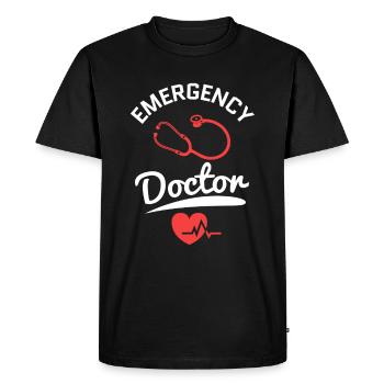 Médecin d'urgence stéthoscope coeur médecin infirmière - T-shirt Premium bio Homme - noir - Devant - Nico (187cm)