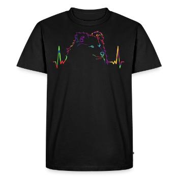 Colorful Sheltie Shetland Sheepdog EKG - Men's Premium Organic T-Shirt - black - Front - Nico (187cm)