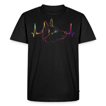 EKG d'art de ligne de chien de bétail australien coloré - T-shirt Premium bio Homme - noir - Devant - Nico (187cm)