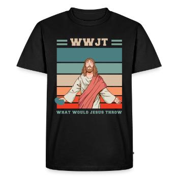 Jesus Disc Golf Gifts for a Disc Golf Fan - Men's Premium Organic T-Shirt - black - Front - Nico (187cm)