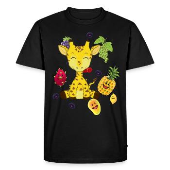 Girafe, fruits, fruits, snacking, vitamines, animaux sauvages - T-shirt Premium bio Homme - noir - Devant - Nico (187cm)