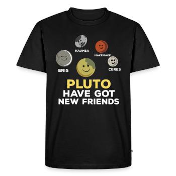Pluto New Friends / Astronomy Galaxy, Planet - Men's Premium Organic T-Shirt - black - Front - Nico (187cm)