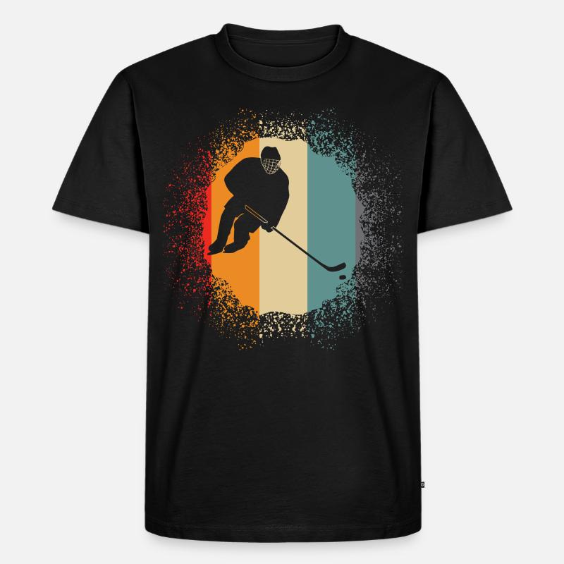 Eishockey - Eishockeyspieler Retro - Männer Premium Bio T-Shirt - Schwarz