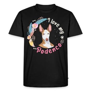 J'adore mon cadeau de chien Podenco - T-shirt Premium bio Homme - noir - Devant - Nico (187cm)