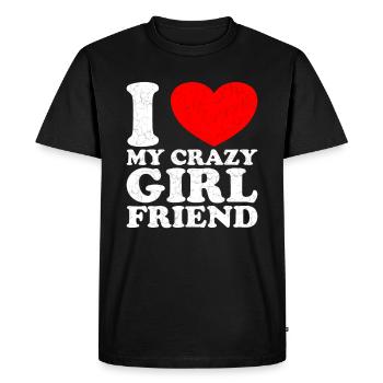 J'aime ma petite amie folle - T-shirt Premium bio Homme - noir - Devant - Nico (187cm)