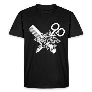 Peigne et ciseaux de coiffure - T-shirt Premium bio Homme - noir - Devant - Nico (187cm)