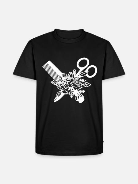 Peigne et ciseaux de coiffure - T-shirt Premium bio Homme - noir