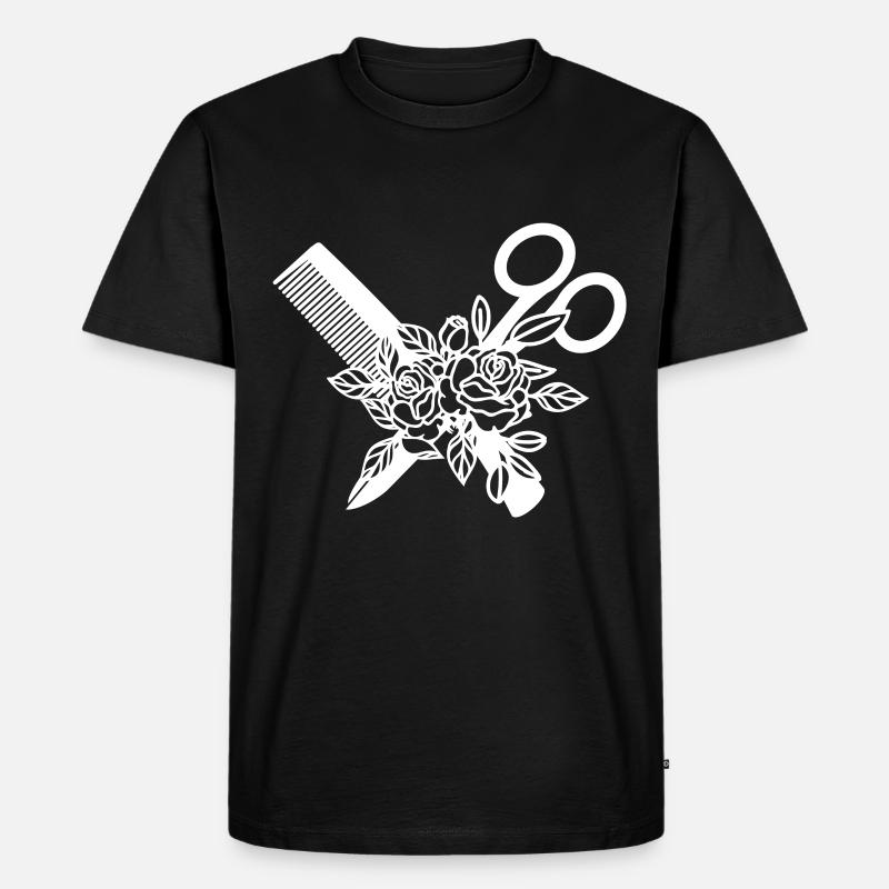 Peigne et ciseaux de coiffure - T-shirt Premium bio Homme - noir