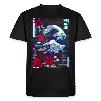 Grande vague japonaise au large de Kanagawa - T-shirt Premium bio Homme - noir - Devant - Nico (187cm)