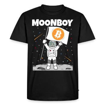 Moonboy BTC Moon Bitcoin Funny Crypto Moon - Men's Premium Organic T-Shirt - black - Front - Nico (187cm)