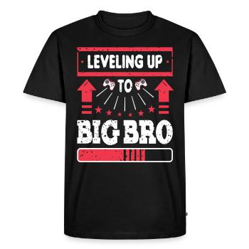 Passer au niveau Big Bro - T-shirt Premium bio Homme - noir - Devant - Nico (187cm)