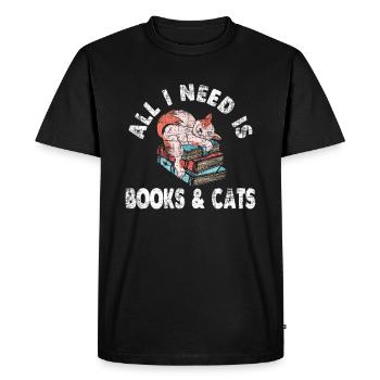 Read Nerd Books Cats Bookworm Bookaholic Ges - Men's Premium Organic T-Shirt - black - Front - Nico (187cm)