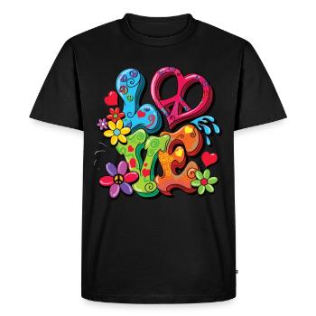 Hippie Kostüm - Männer Premium Bio T-Shirt - Schwarz - Vorne - Nico (187cm)