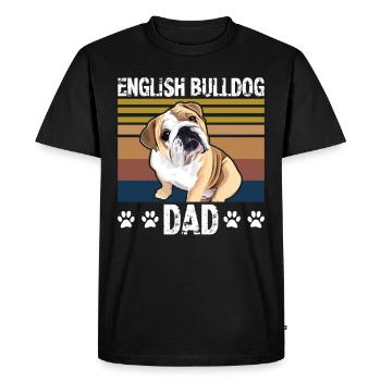 Cadeau de papa de bouledogue anglais | Bulldog anglais - T-shirt Premium bio Homme - noir - Devant - Nico (187cm)
