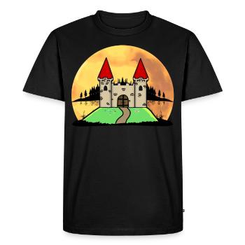 Moyen Age Château Château Forteresse Nature Fantaisie - T-shirt Premium bio Homme - noir - Devant - Nico (187cm)