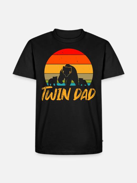 Zwillingspapa Zwillingsvater Geschenk - Männer Premium Bio T-Shirt - Schwarz