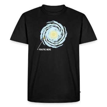Tu es ici dans la galaxie - T-shirt Premium bio Homme - noir - Devant - Nico (187cm)