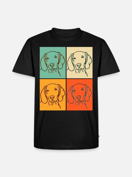 Weimaraner Popart Geschenk - Männer Premium Bio T-Shirt - Schwarz